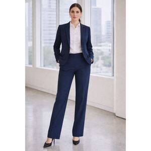 NIC + ZOE Career Straight Leg Pants Size 8 Blue Workwear Minimalist Quiet Luxury